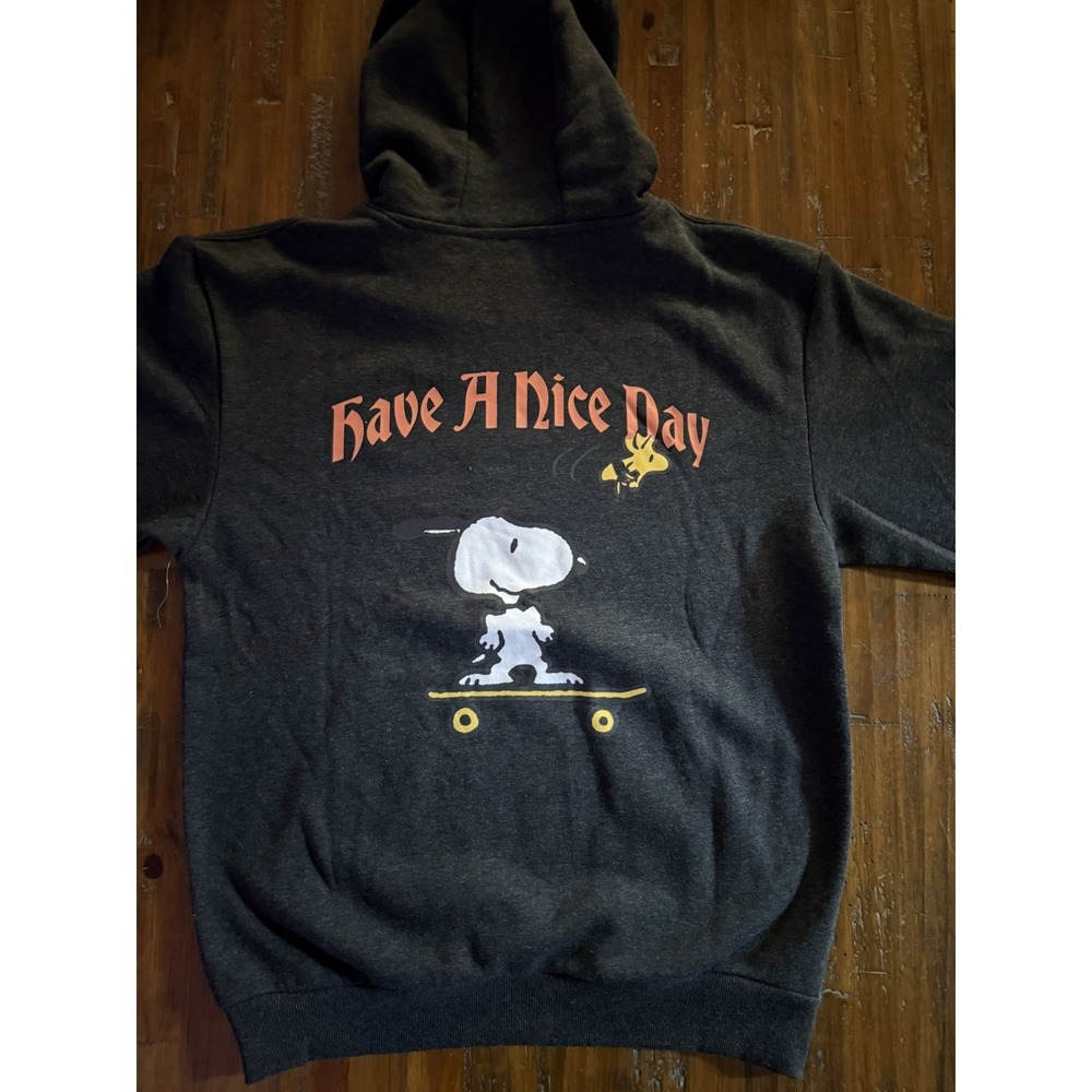 Peanuts Snoopy Hoodie Have A Nice Day Skateboard Black Medium M NWOT
